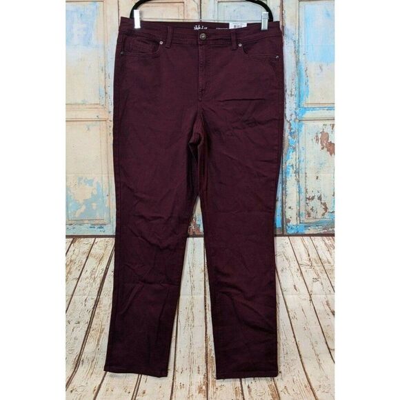 Style & Co Womens Plus Size 16 Berry Jam High Rise Straight Leg Pants Jeans - Picture 1 of 9